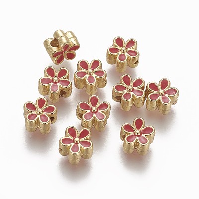 Brass Enamel Beads KK-L179-05F-1