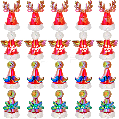 40Pcs 4 Styles Iridescent UV Plating Acrylic Beads OACR-SC0001-89-1