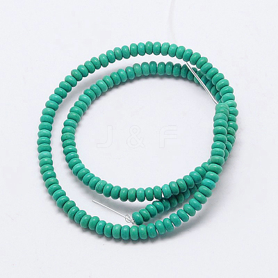 Dyed Synthetical Turquoise Rondelle Bead Strand G-P083-6mm-84J-1