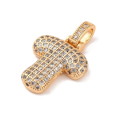 Brass Micro Pave Cubic Zirconia Pendants KK-C076-29T-G01-1