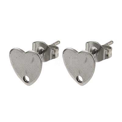 Non-Tarnish 304 Stainless Steel Heart Stud Earring Findings STAS-R063-37-1