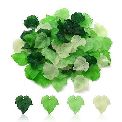 80Pcs 4 Colors Autumn Theme Transparent Frosted Acrylic Pendants SACR-YW0001-58-1