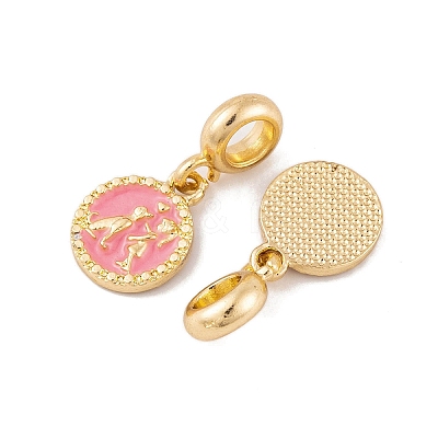 Rack Plating Alloy Pink Enamel European Dangle Charms FIND-C055-15G-1