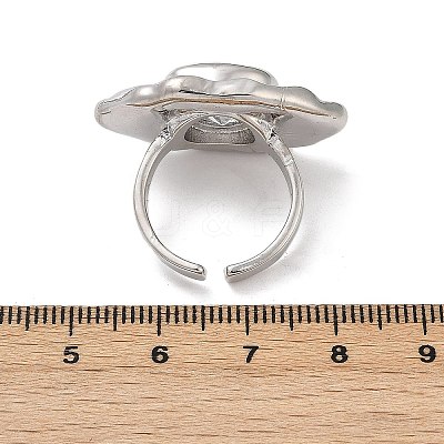 Brass Pave Cubic Zirconia Adjustable Open Cuff Rings for Women RJEW-R032-01P-1