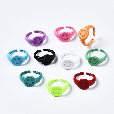 Spray Painted Brass Cuff Rings RJEW-S044-151-1
