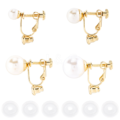 24Pcs 4 Styles 316 Surgical Stainless Steel Clip-on Earring Converters Findings STAS-SC0010-35G-1