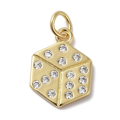 Rack Plating Brass Micro Pave Clear Cubic Zirconia Pendants KK-B092-32G-1