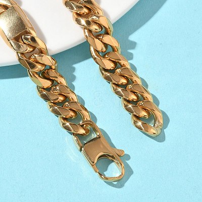 304 Stainless Steel Cuban Link Chain Bracelets for Women BJEW-G779-04B-G-1