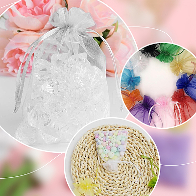 100Pcs Organza Bags Jewellery Storage Pouches Wedding Favour Party Mesh Drawstring Gift OP-SP0001-01B-1