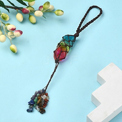 Natural 7 Chakra Stones Chips Tassel Curtain Tiebacks MAKN-YWC0001-04-1