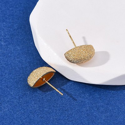 Brass Textured Stud Earrings EJEW-A143-02A-G-1
