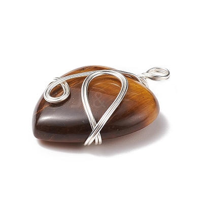 Natural Tiger Eye Pendants PALLOY-JF01663-04-1