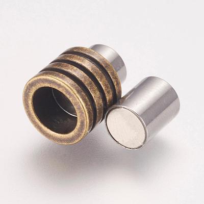 304 Stainless Steel Magnetic Clasps with Glue-in Ends STAS-F124-01AB-1