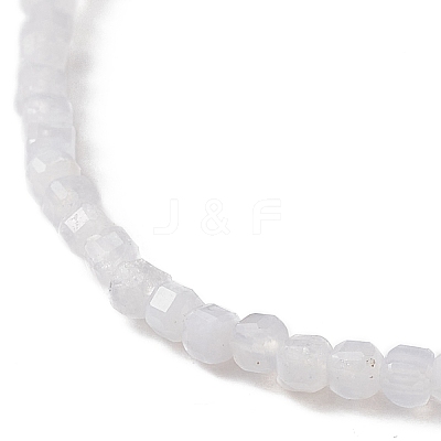 Natural Gemstone Cube Beaded Stretch Bracelet for Women BJEW-JB08975-1