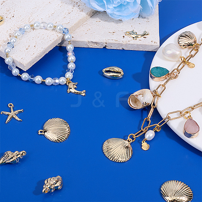 24Pcs 6 Styles Rack Plating Alloy Pendants FIND-SC0013-07-1