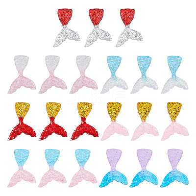 42Pcs 7 Colors Transparent Resin Cabochons RESI-DC0001-24-1