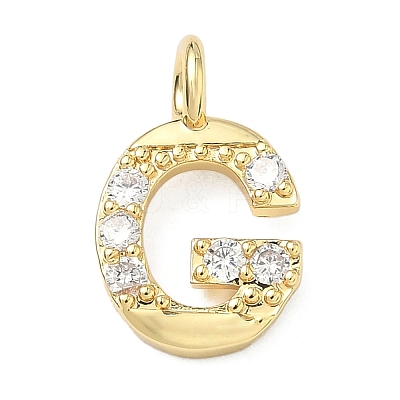 Brass Micro Pave Clear Cubic Zirconia Pendants KK-I476-01G-G-1