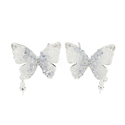 Brass with Enamel with Cubic Zirconia with Crystal Stud Earring with 925 Sterling Silver Pins KK-Q820-06S-1