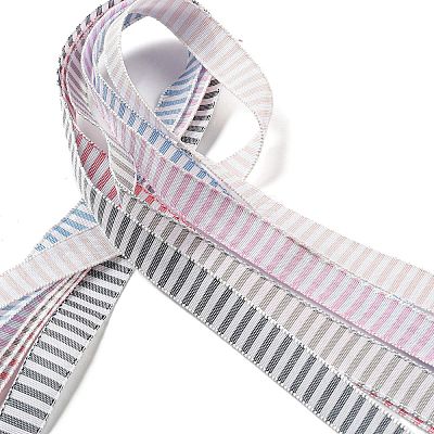 Polyester & Polycotton Striped Ribbons Sets SRIB-G010-01A-04-1