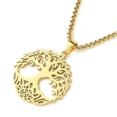 Stainless Steel Pendant Necklaces LS-NJEW-L117-03A-G-1