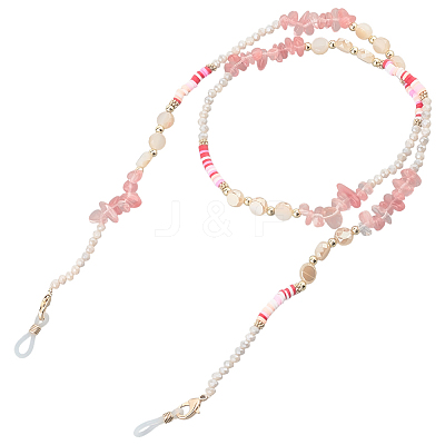 1Pc Polymer Clay with Alloy and Crystal Neck Strap for Eyeglasses AJEW-CN0005-04B-1