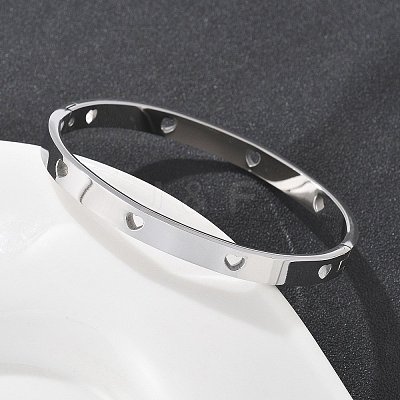 Hollow Heart 304 Stainless Steel Bangles for Women BJEW-Z092-11P-1