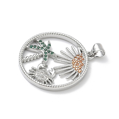 Brass Micro Pave Cubic Zirconia Pendants KK-P330-07A-P-1