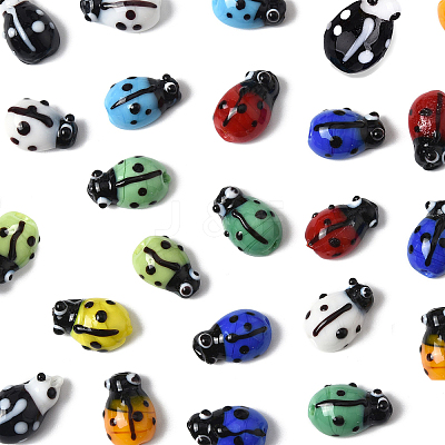 40pcs Ladybug Handmade Lampwork Beads Strands LAMP-FS0001-53B-1