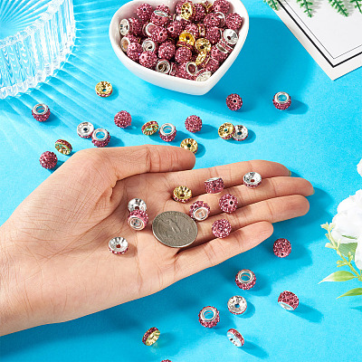 120Pcs 4 Styles Flat Round Iron Rhinestone Spacer Beads FIND-TA0005-68-1