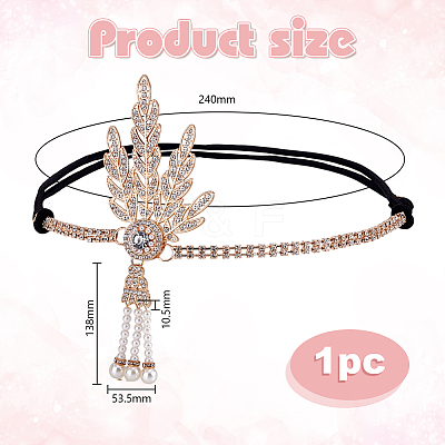 1Pc Zinc Alloy Rhinestone Headbands OHAR-HY0001-03G-1