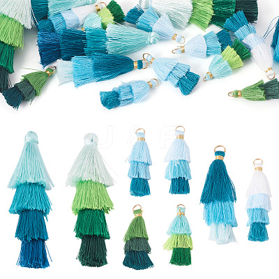 16Pcs 8 Styles Polycotton(Polyester Cotton) Tassel Pendant Decorations FIND-TA0009-19-1
