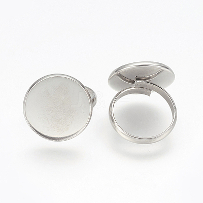Tarnish Resistant Adjustable 304 Stainless Steel Finger Rings Components STAS-L193-P-18mm-1