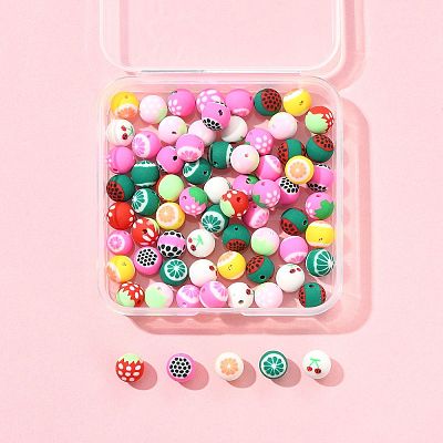 72Pcs 9 Styles Fruits Theme Handmade Polymer Clay Beads CLAY-FS0001-42-1