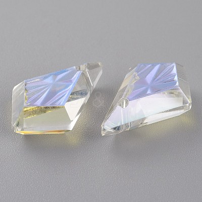 Embossed Glass Rhinestone Pendants GLAA-J101-01B-001SI-1