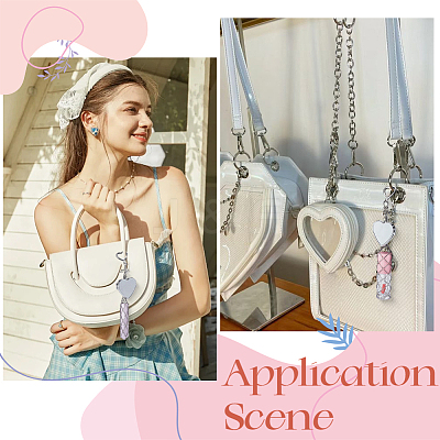 3Pcs 3 Styles 201 Stainless Steel String Bag & Iron & Glass Mirror & Alloy Bowknot Pendant Keychains HJEW-SC0003-32-1
