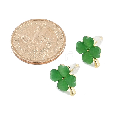 Alloy Cat Eye Stud Earrings EJEW-M092-02G-02-1