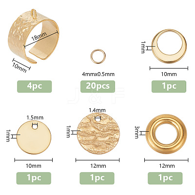 DIY Flat Round Charms Cuff Ring Making Kit DIY-DR0001-22G-1