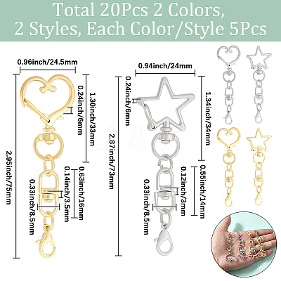 20Pcs 4 Styles Zinc Alloy Swivel Clasps FIND-SP0004-23-1
