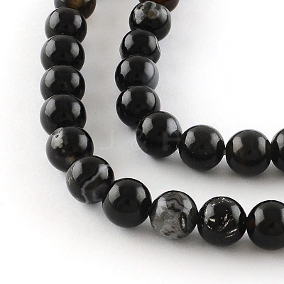 Natural Black Onyx Round Bead Strands G-R198-12mm-1