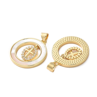 Brass Micro Pave Cubic Zirconia Pendants KK-U070-02B-G-1