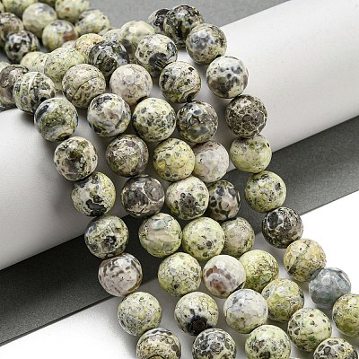 Faceted Natural Fire Crackle Agate Beads Strands G-F447-12mm-J01-1