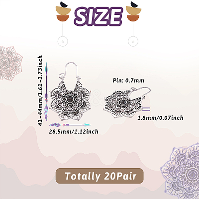 Bohemian Retro Style Alloy Dangle Hoop Earrings EJEW-TAC0003-01AS-1