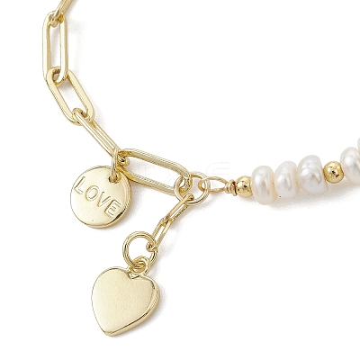 Brass Heart Charms Bracelets BJEW-JB12711-1