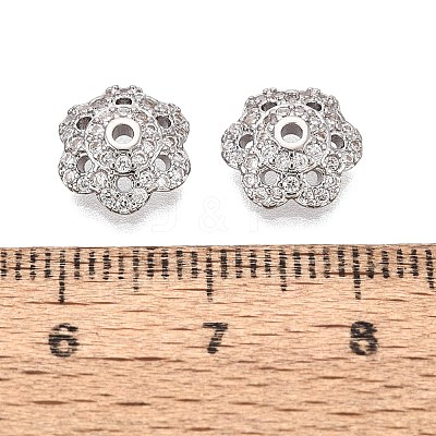 Brass Micro Pave Clear Cubic Zirconia Bead Caps KK-Q071-16P-02-1