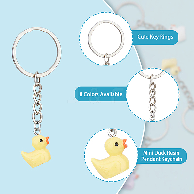 40Pcs 5 Colors Mini Duck Resin Pendant Keychain KEYC-PH01492-1