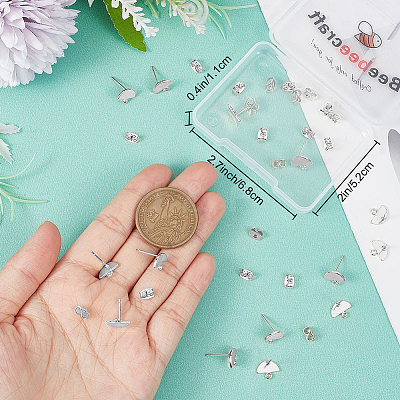 20Pcs Brass Stud Earring Findings KK-BBC0027-57-1