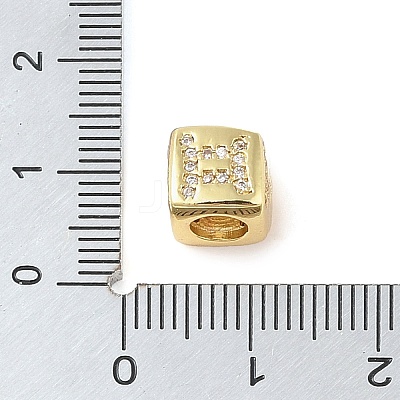 Brass Micro Pave Clear Cubic Zirconia European Beads KK-K368-01G-03-1
