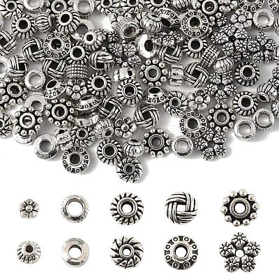 100Pcs 10 Style Tibetan Style Alloy Spacer Beads TIBE-YW0001-76-1