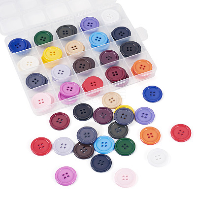 80Pcs 20 Colors 4-Hole Resin Buttons BUTT-TA0001-29A-1