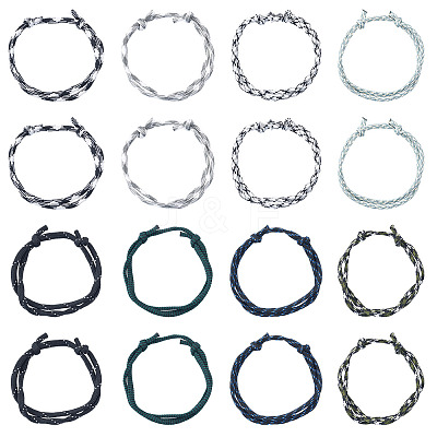 32Pcs 8 Styles Polyester & Spandex Cord Braided Bead Bracelets BJEW-TAC0064-1